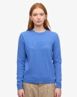 Women Light Merino Wool Crew - Pacific Blue