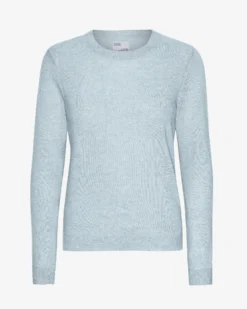 Women Light Merino Wool Crew - Polar Blue