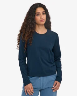 Women Organic LS T-Shirt - Navy Blue