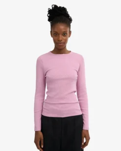 Women Organic Rib LS T-Shirt - Cherry Blossom