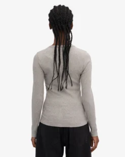 Women Organic Rib LS T-Shirt - Heather Grey