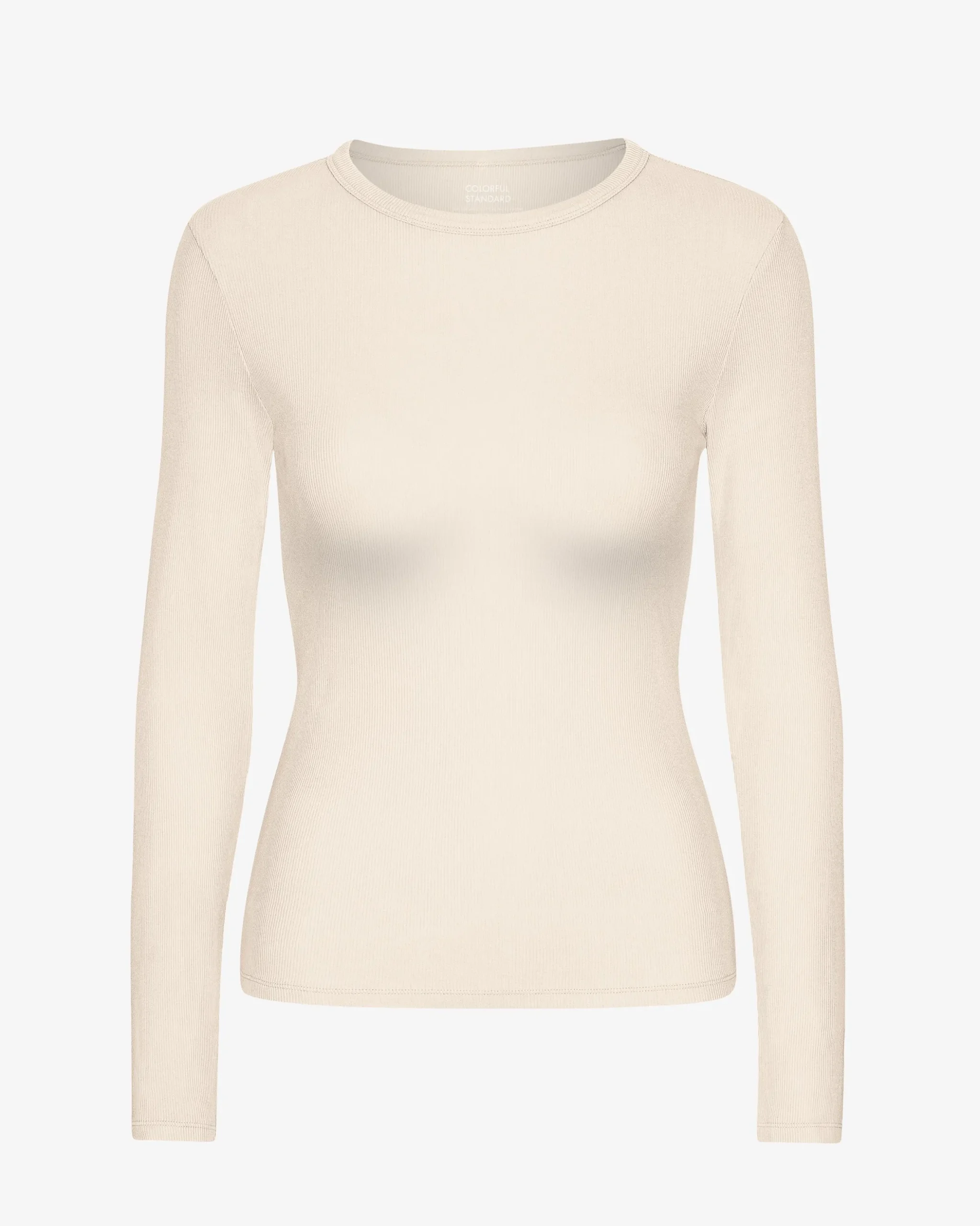 Women Organic Rib LS T-Shirt - Ivory White