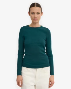 Women Organic Rib LS T-Shirt - Ocean Green