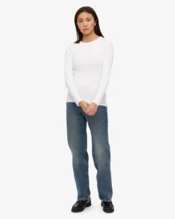 Women Organic Rib LS T-Shirt - Optical White