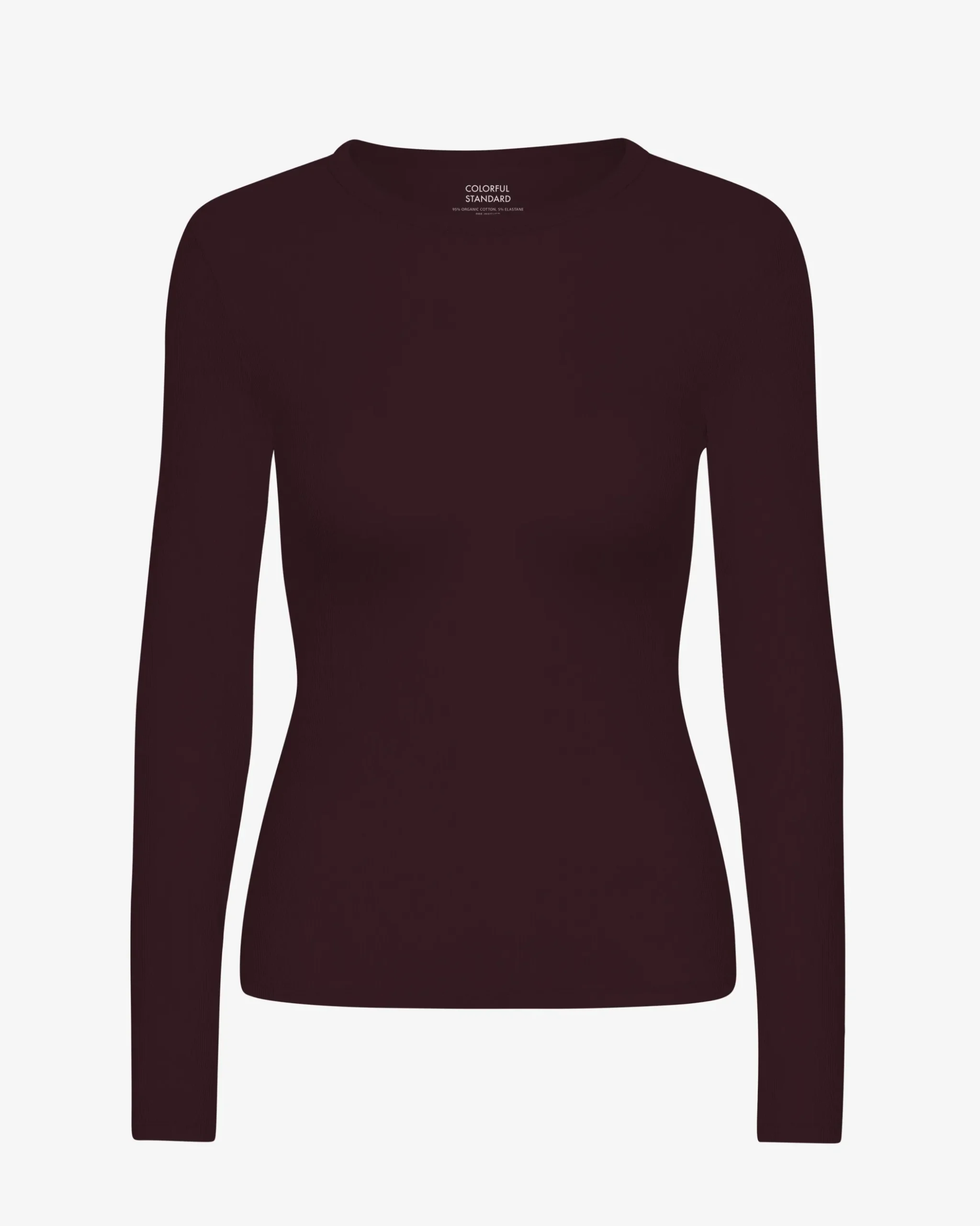 Women Organic Rib LS T-Shirt - Oxblood Red