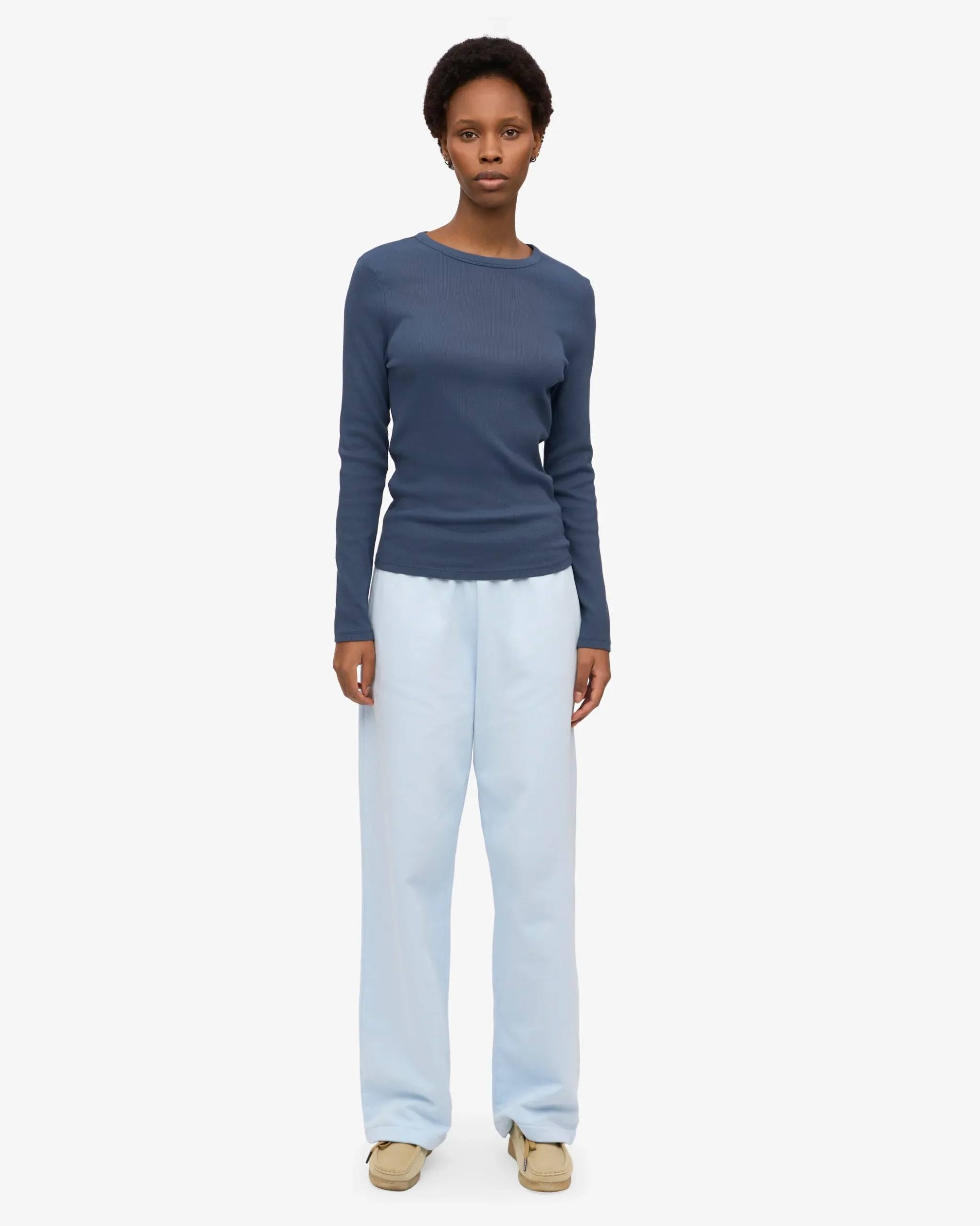 Women Organic Rib LS T-Shirt - Petrol Blue