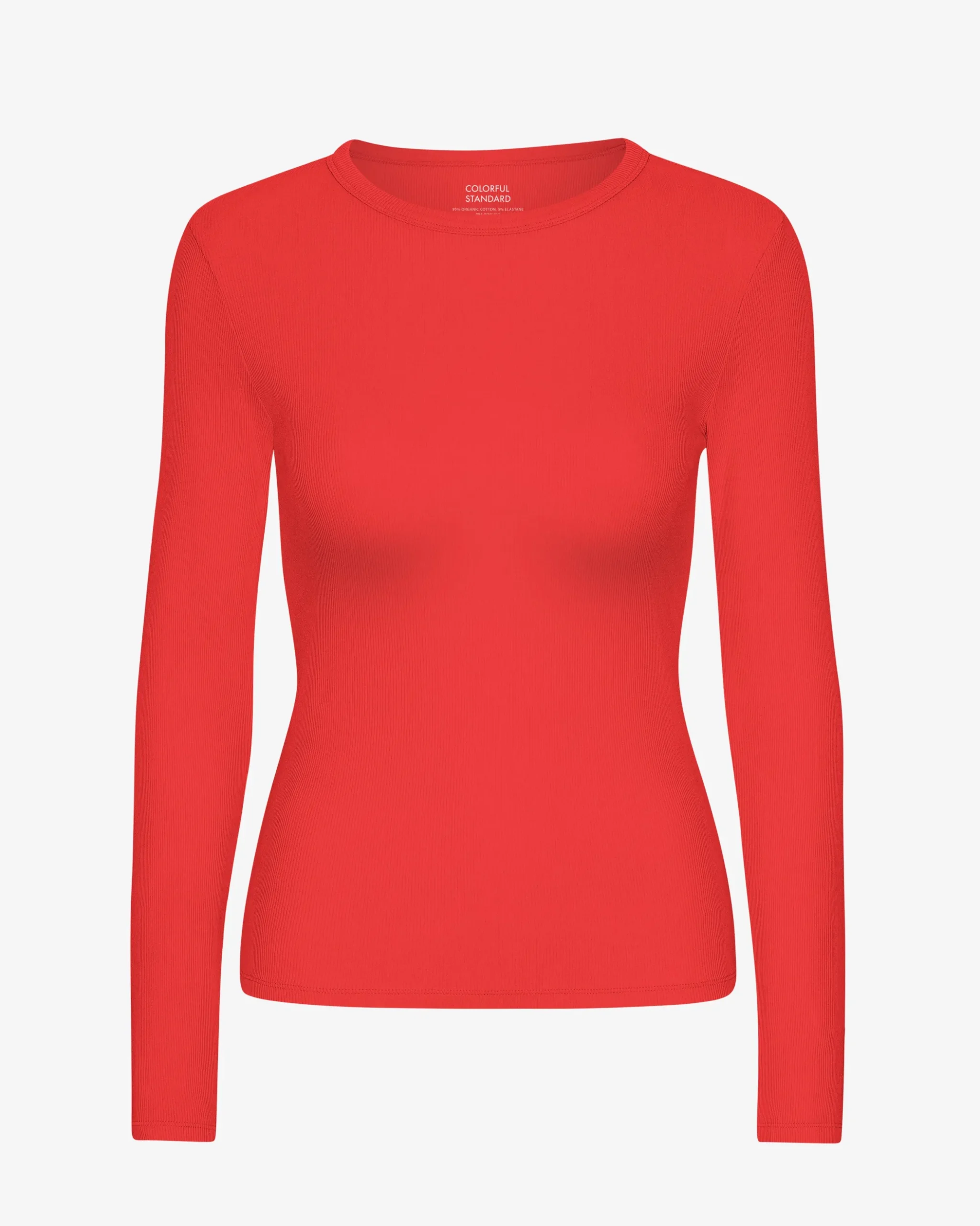Women Organic Rib LS T-Shirt - Red Tangerine