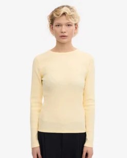 Women Organic Rib LS T-Shirt - Soft Yellow