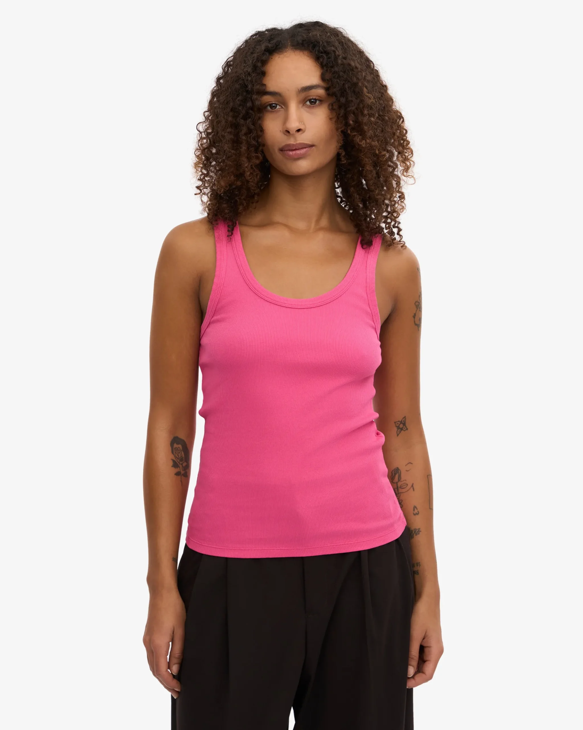 Women Organic Rib Tank Top - Bubblegum Pink