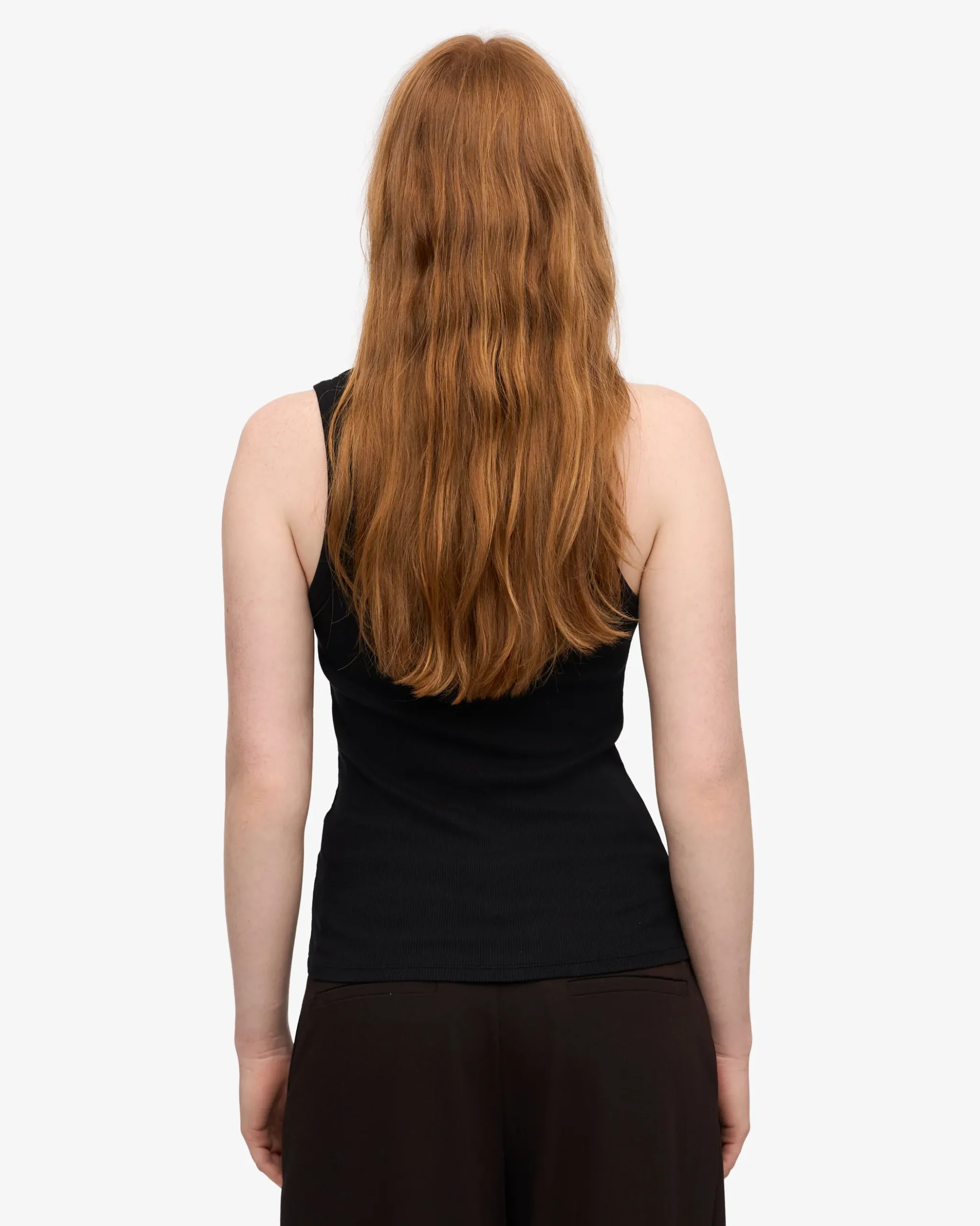 Women Organic Rib Tank Top - Deep Black