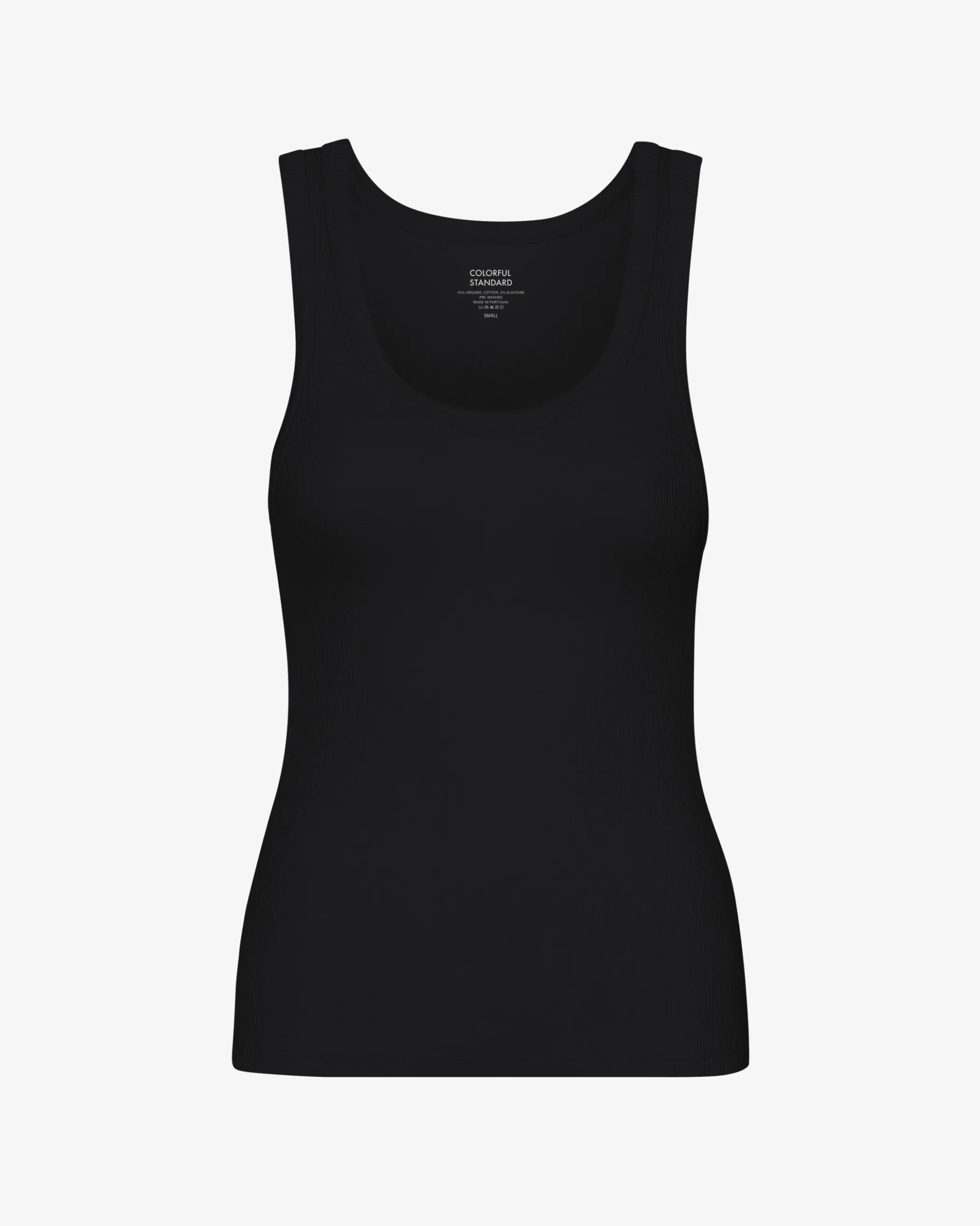 Women Organic Rib Tank Top - Deep Black