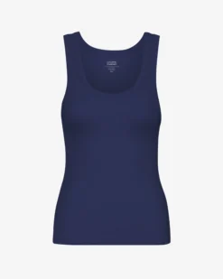 Women Organic Rib Tank Top - Marine Blue