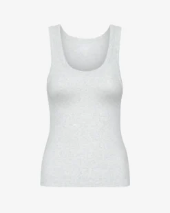Women Organic Rib Tank Top - Snow Melange