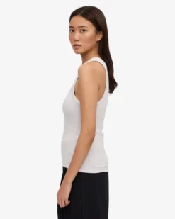 Women Organic Rib Tank Top - Snow Melange