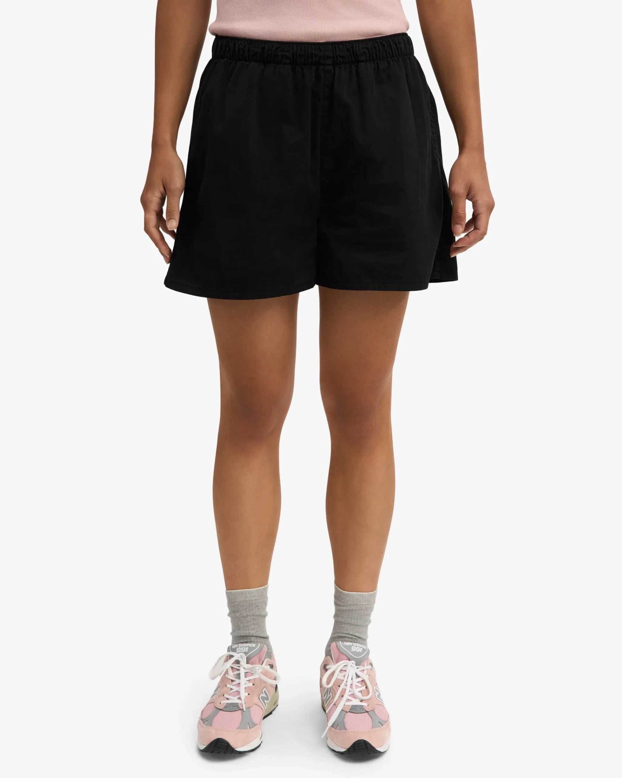 Women Organic Twill Shorts - Deep Black & Optical White (2-Pack)