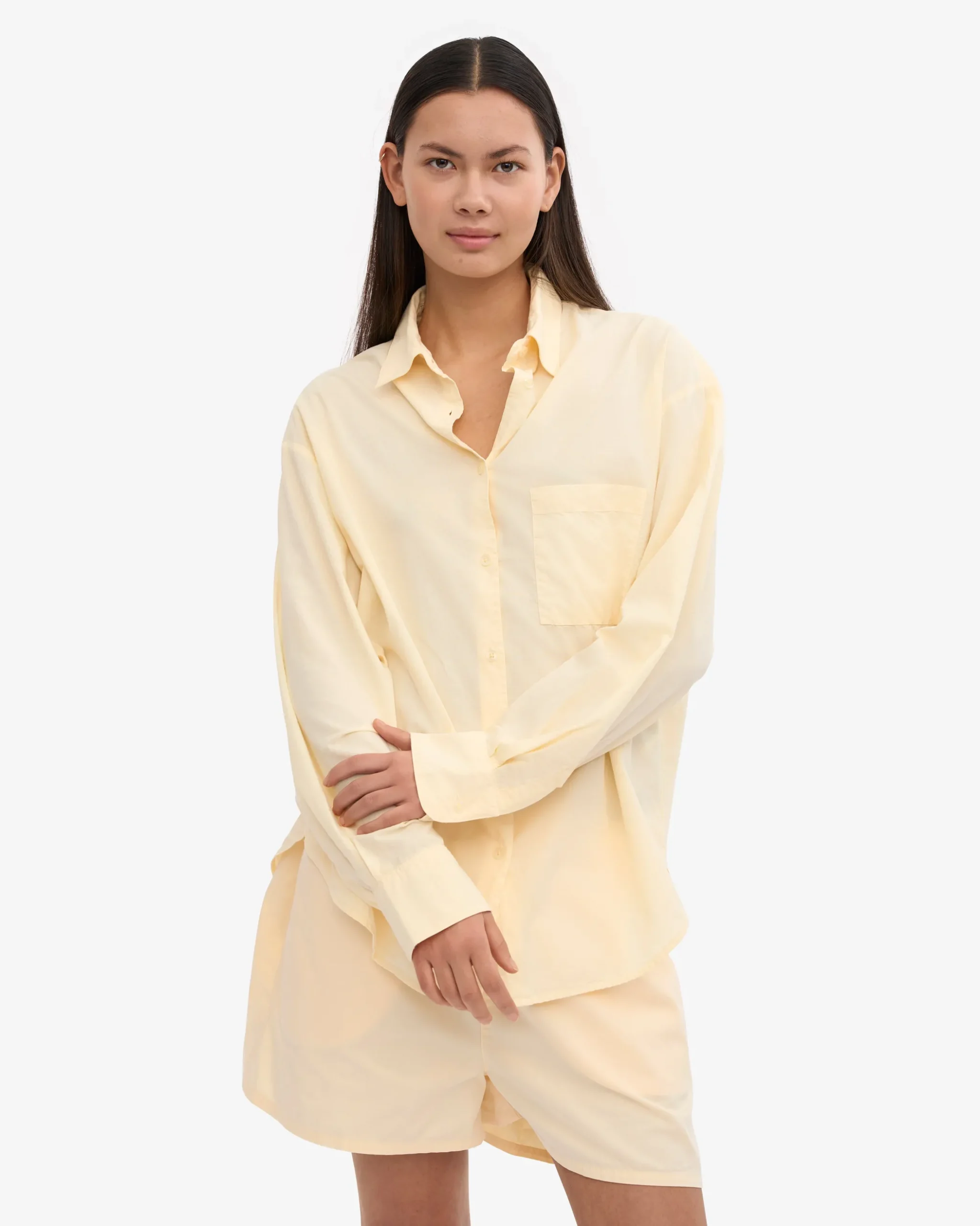 Women Organic Twill Shorts - Soft Yellow
